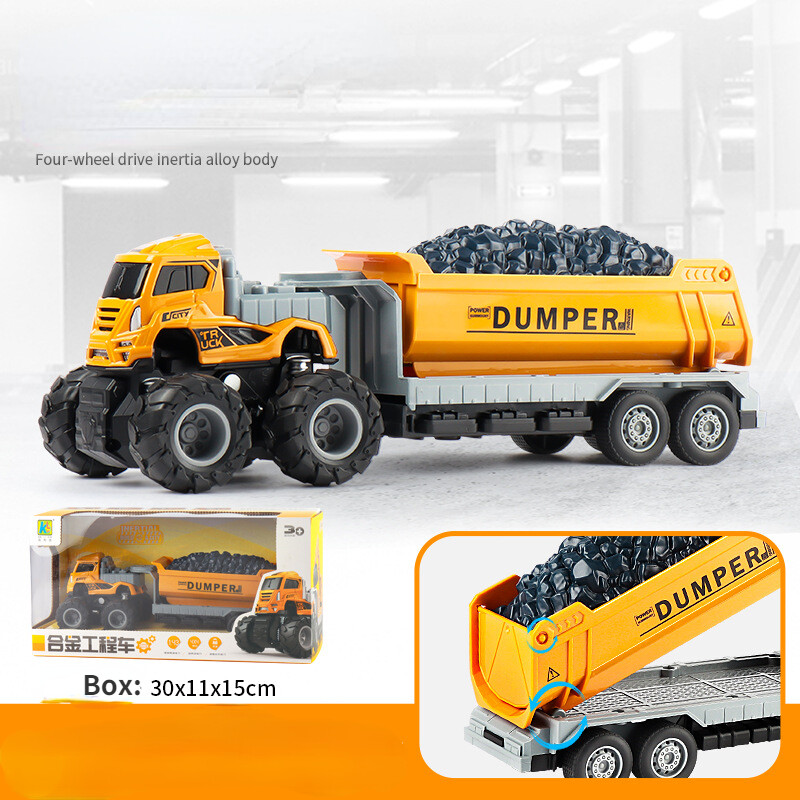 New alloy engineering vehicle toy children's large dumper inertial excavator toy car
