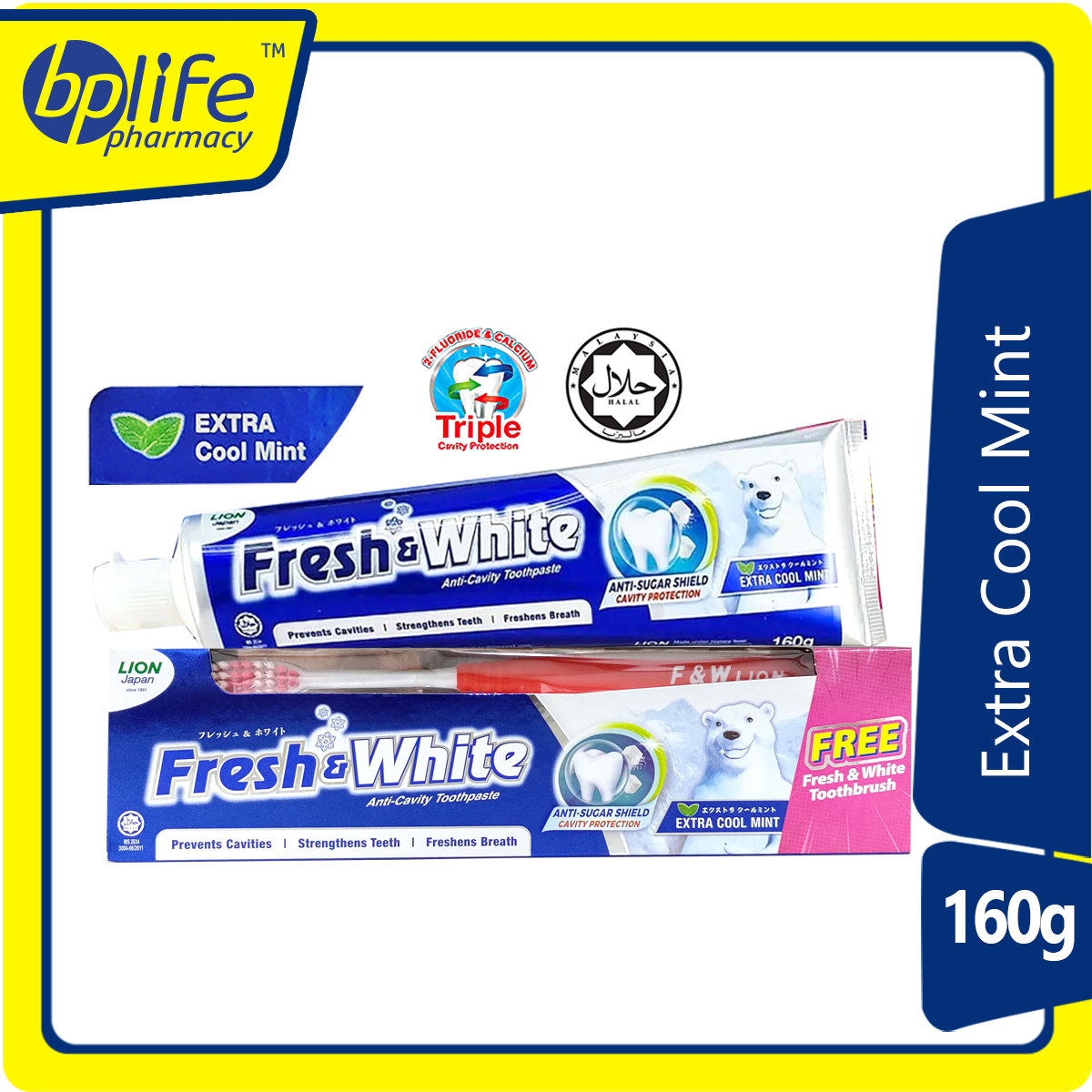 Fresh & White Toothpaste 160g FOC Toothbrush ( Fresh Cool Mint/ Extra ...