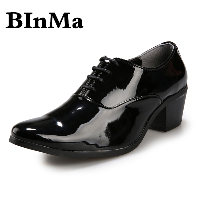 Derby shoes Men's high heels red dress 