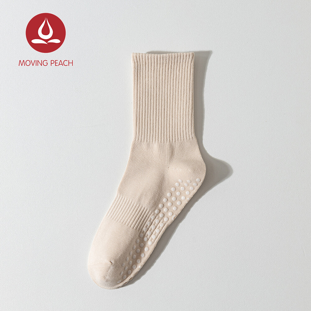 Moving Peach Women Yoga Socks Antiskid Ribbed Cotton Gym Socks Pilates Socks