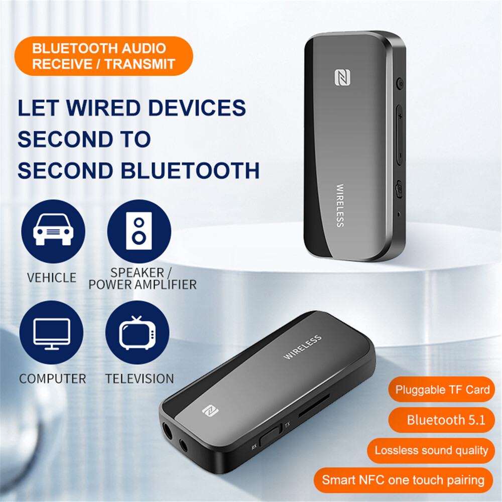 KEBETEME 2 in 1 Wireless Bluetooth 5.1 Receiver Transmitter Adapter 3.5mm Plug for Car Music Audio Aux A2dp Headphone Receiver Headset