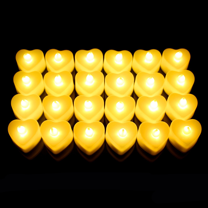 Romantic Heart Shape LED Candle Lamp Light Flameless Simulation Tea Light Valentine Day Wedding candle Birthday Party Christmas Decoration
