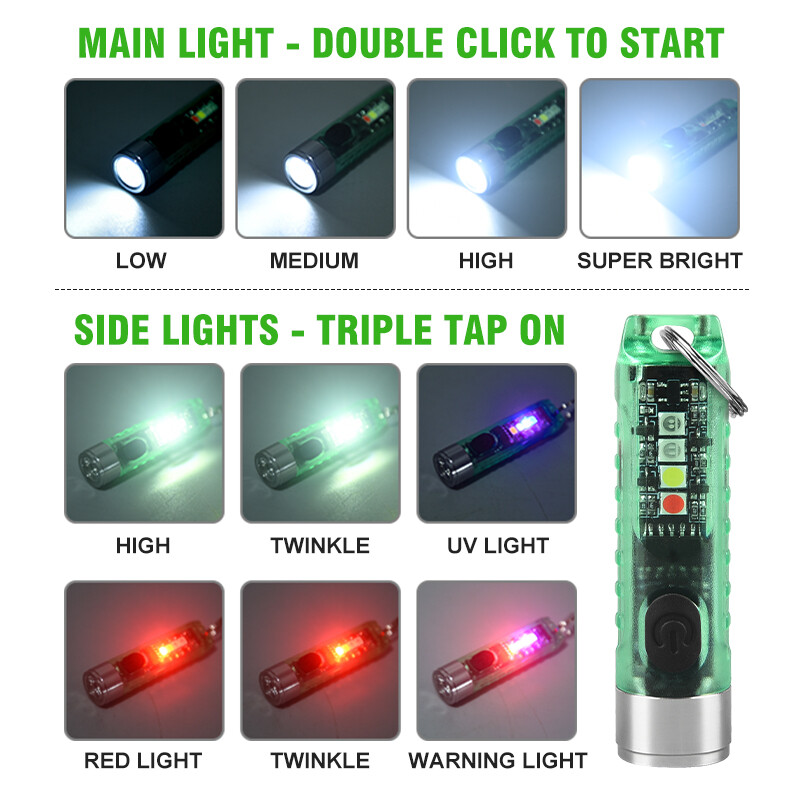 Đèn Pin LED Mini S11 Chính Hãng Đèn Pin Móc Khóa Có Thể Sạc Lại Đèn Pin Cắm Trại Chống Nước Mạnh Mẽ Cầm Tay