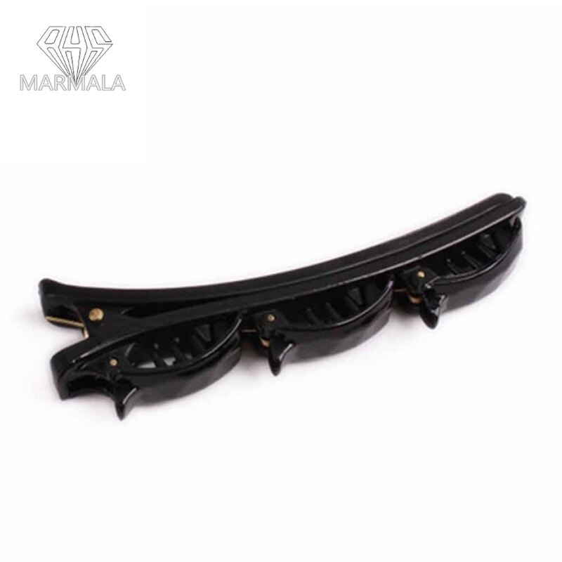 Alligator Clip Resin Double Bangs Hairstyle Hairpin Multi-layer Hollow Woven Headband with Tooth Design Women Hair Accessories MARMALA Jewelry