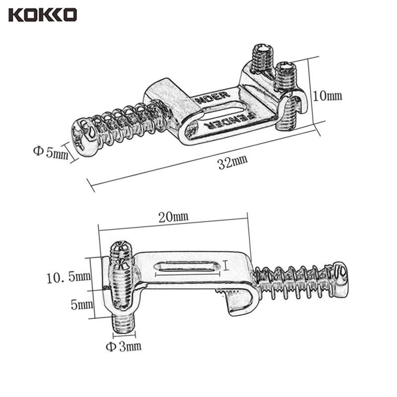 KOKKO Guitar Saddles Bridge Metal Tremolo Saddle System String Spacing for Stratocaster Telecaster Electric Guitar Maintain Part 6pcs