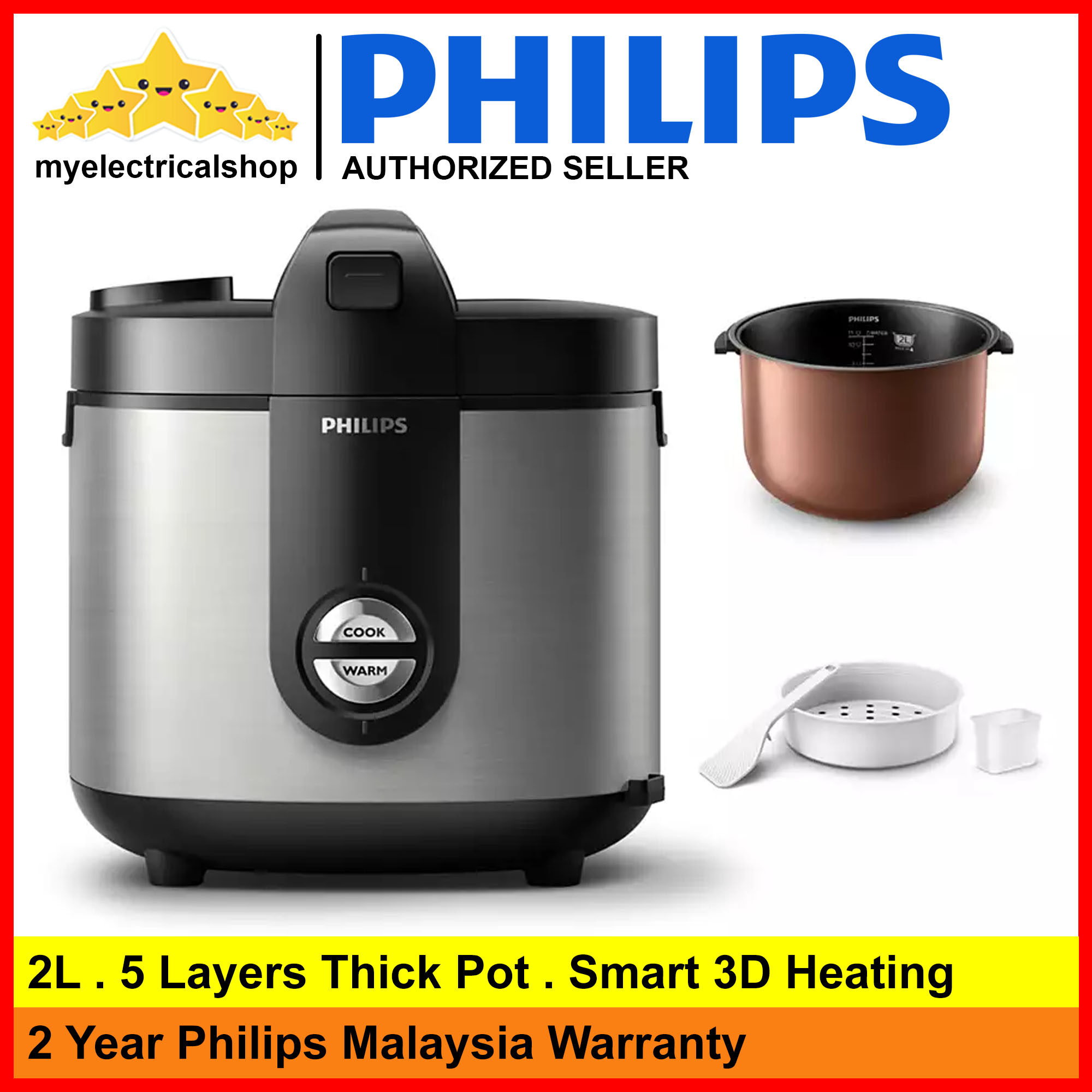 Philips HD3132 Rice Cooker Smart 3D Heating Viva