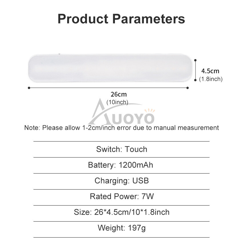 Auoyo Dèn Treo LED từ tính, đèn Bàn USB, đèn USB sạc cảm ứng cảm ứng đèn tường, đèn tủ âm tường vô cấp, đèn tủ âm tường tủ quần áo