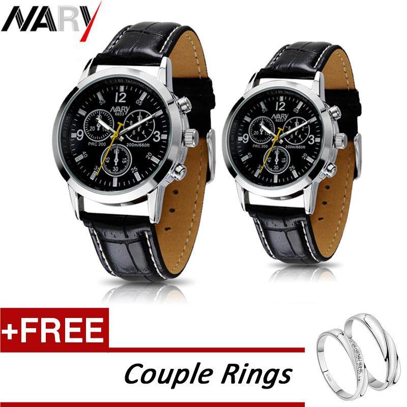 Buy 1 Take 1 2Pcs Set 6033 Nary Fashion Casual Couples Lover Watch Waterproof Luminous PU Leather Strap Luxury Wristwatch Original Quartz Brand Watches For Men Women Free Couple Rings Lazada PH