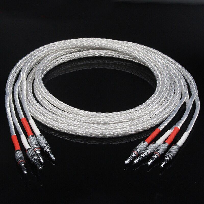 5 Pair OCC Silver-Plated Hifi Speaker Cable High Performance Speaker Amplifier Sound Connecting Line With Banana