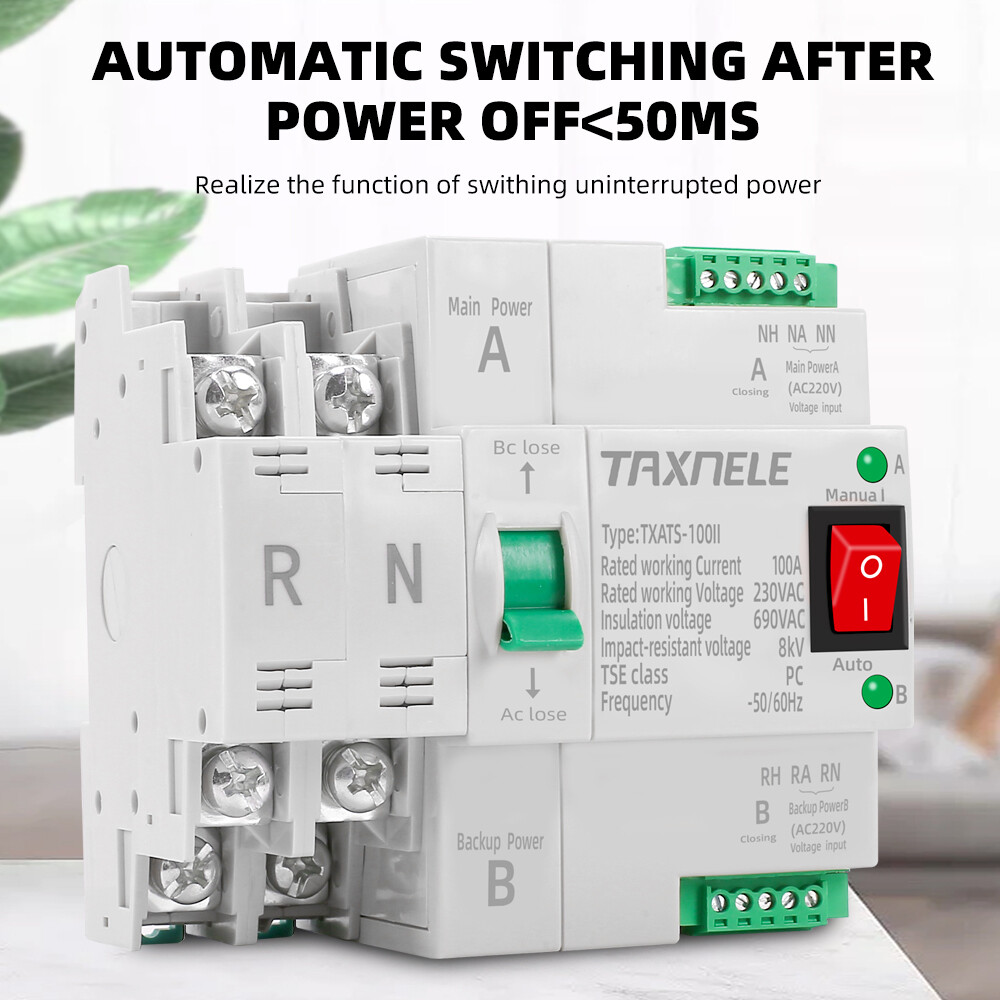 MCB type Dual Power Automatic transfer switch 2P 4P 100A ATS Circuit Breaker Electrical Switch