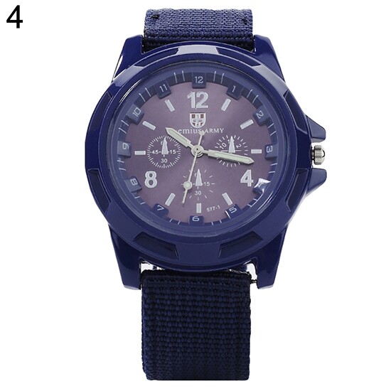 Men's Military Army Sport Style Woven Canvas Strap Luminous Quartz Wrist Watch