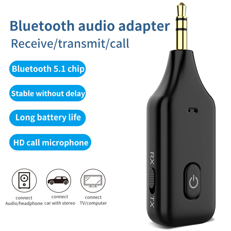 Bluetooth 5.0 Receiver Transmitter 3.5mm Aux Wireless Stereo Audio Adapter With Handsfree Microphone For Speaker Car PC Win7/8/10