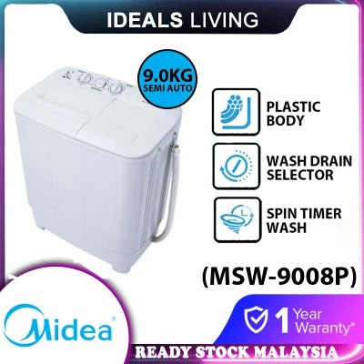 Midea 9KG Semi Auto Washing Machine / Washer / Mesin Basuh (MSW-9008P)-Fulfilled by IdealsLiving