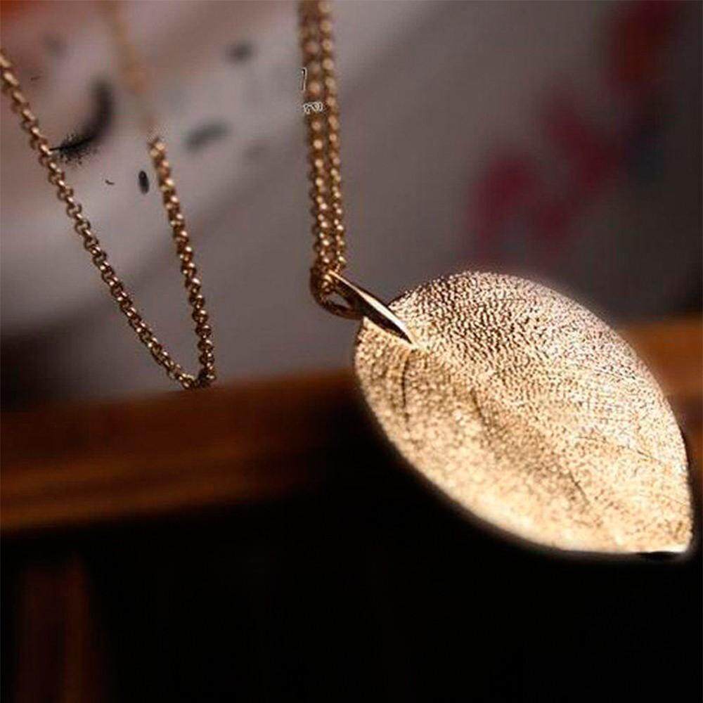 1 * dengan Harga Murah Pop Emas Gemuk Cincin Gold En Panjang Desain Daun Liontin Sweater Rantai Perhiasan Kalung