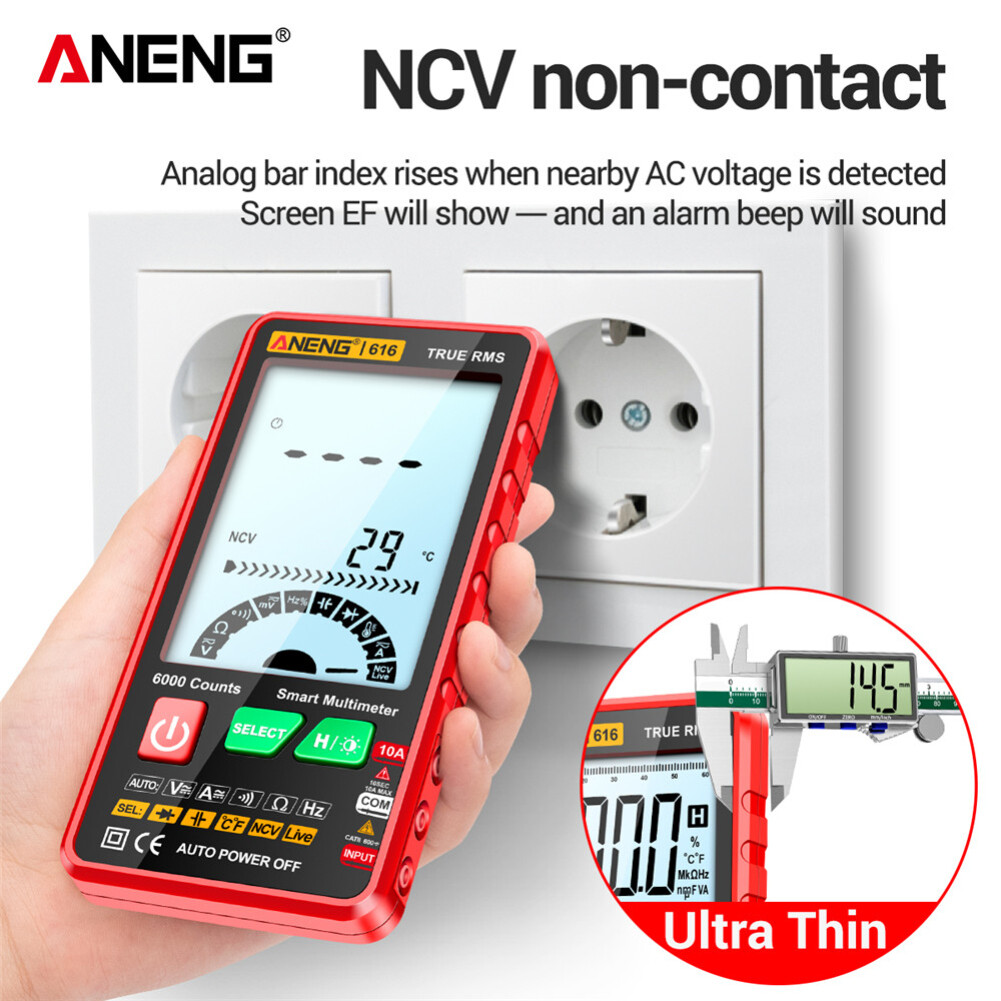Fdikou ANENG 616 Large Screen Backlight Digital Multimeter 6000 Counts Ultra Thin Intelligent AC DC Voltage Current Multímetro TestTool