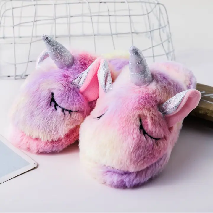 rainbow unicorn slippers