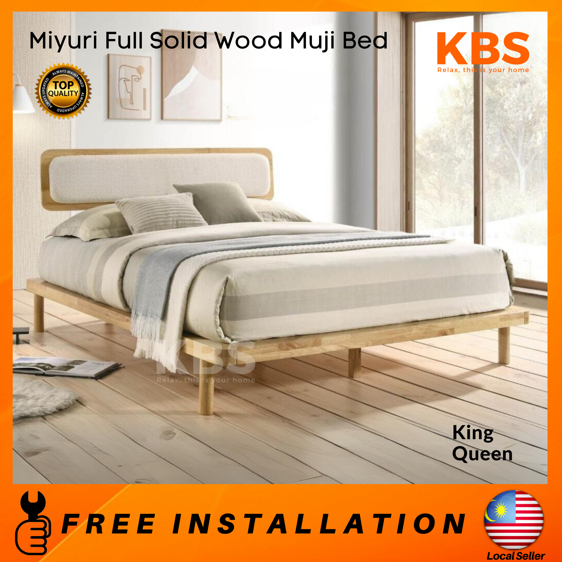 FREE Installation+Shipping) KBS Miyuri Full Solid Base Muji Bed