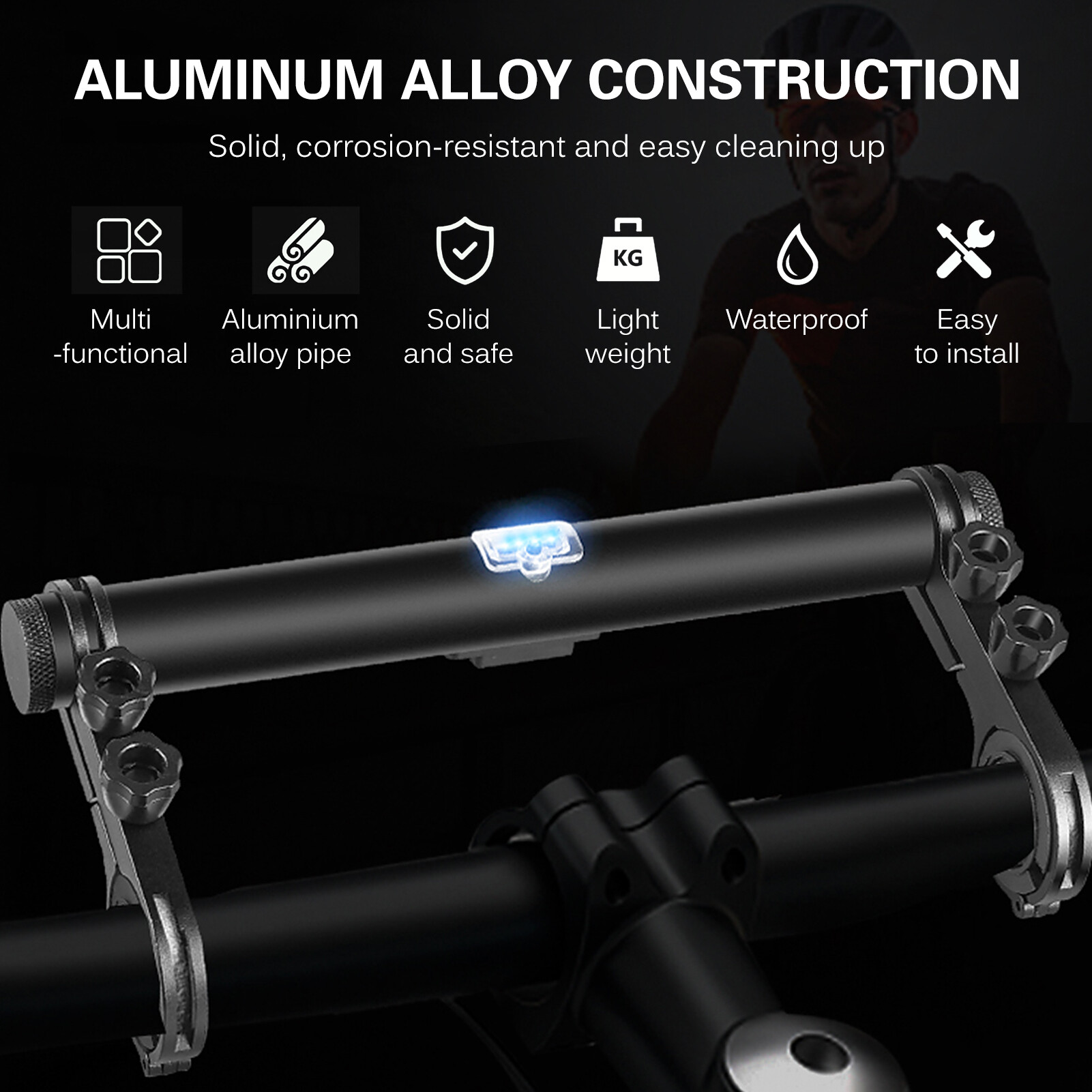 Bicycle Handlebar Extended Bracket USB Charging Power Ban-k Bike Front Light Mount Bar Holder Multifunction Cycling Aluminium Alloy Handlebar Extender Handlebar Extension Support Rack