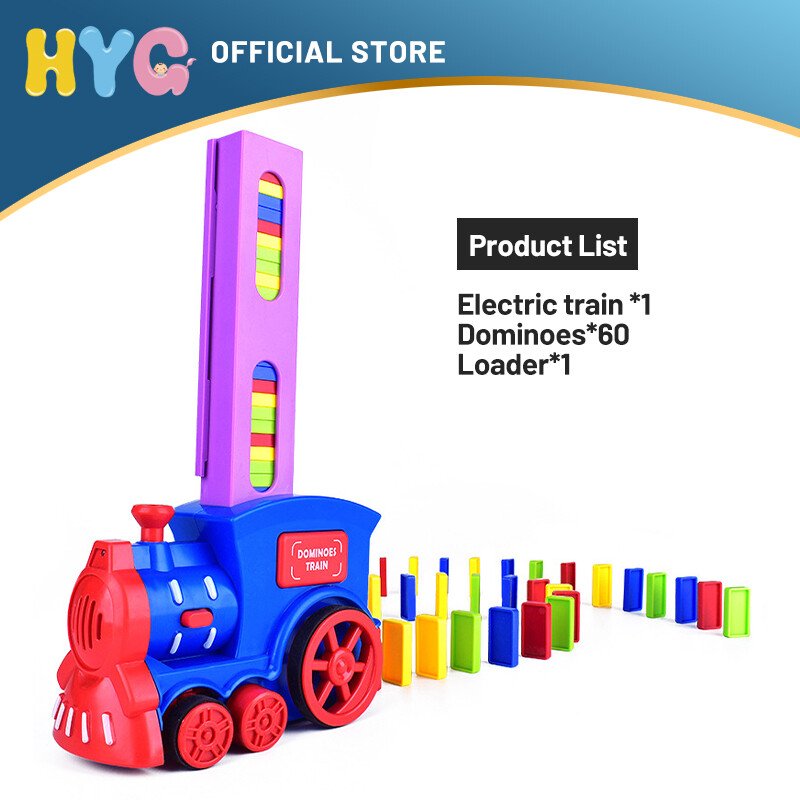 60PCS Electric Domino Car Train Vehicle Model Automatic Set Up Colorful Plastic Dominoes Toys Christmas Gift Game for Boy Kid