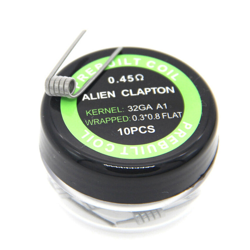 10 Cuộn Dây Clapton Xoắn Alien A1 Cái/hộp Cuộn Dây Quấn Sẵn Rda 0.45ohm