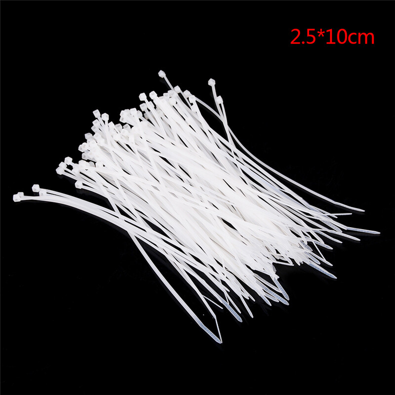 Ministar 100pcs Fasten White Black Cable Wire Zip Ties Self Locking Nylon Cable Tie