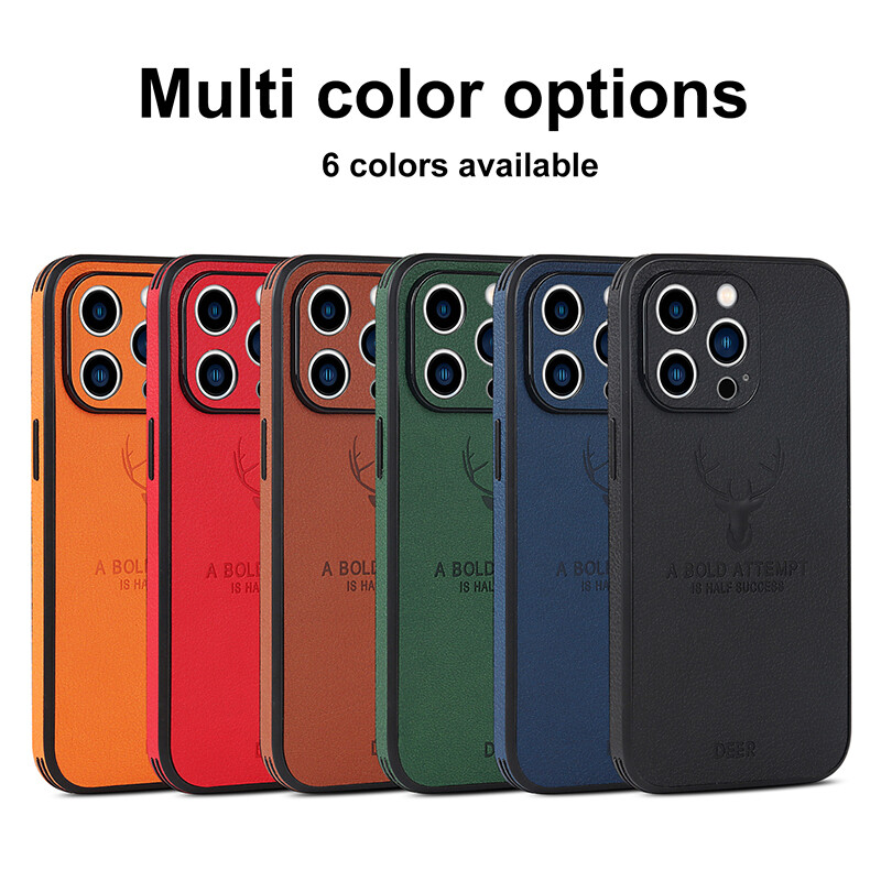 KISSCASE Deer Head Texture 2-In-1 Leather Case Full Coverage Shockproof Anti-Slip Phone Case For Iphone15 14Pro Max 14 Plus 13 11 12 Pro Max Mini Xr X Xs Shockproof Back Cover Case