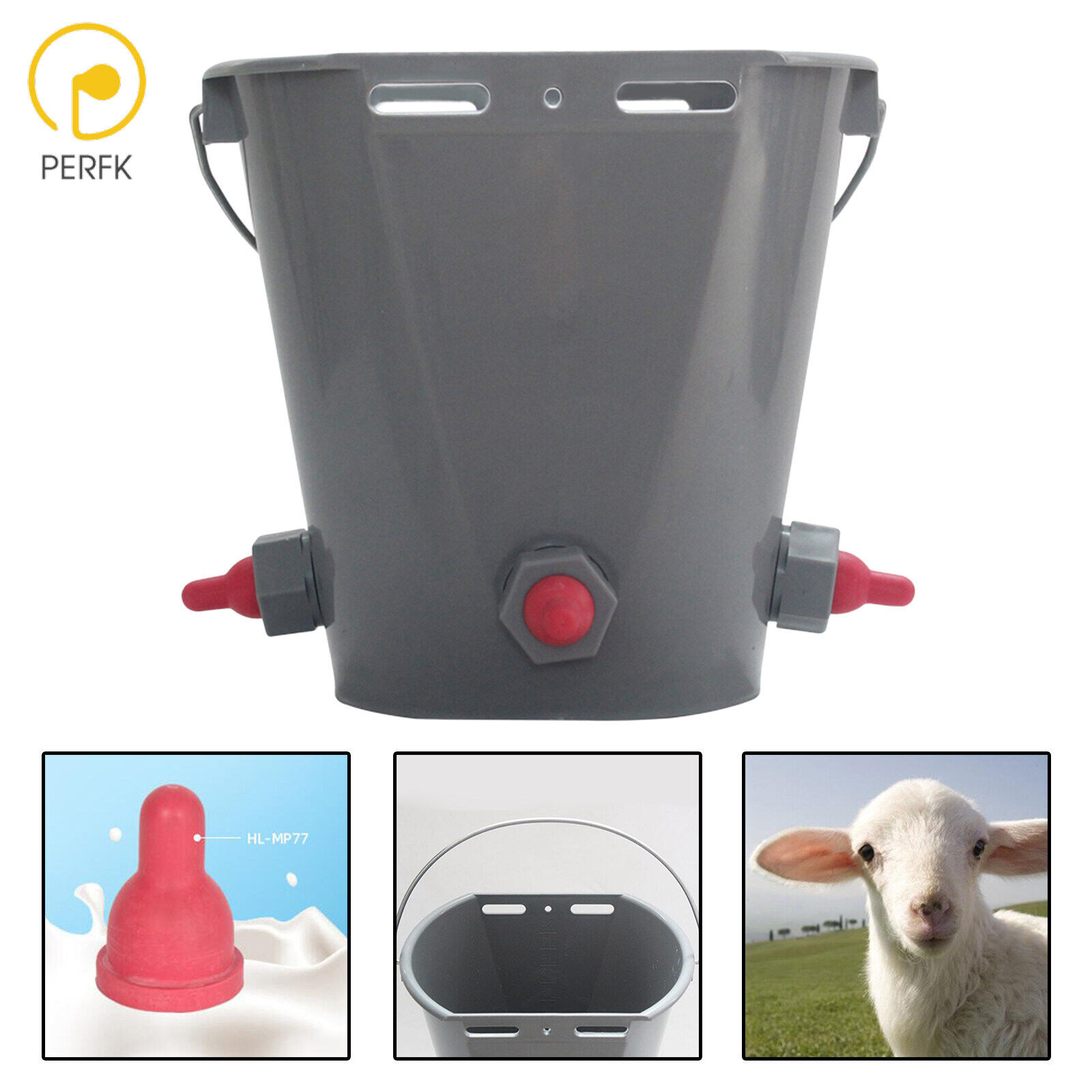 Perfk 8L Capacity Goat's milk bucket Farm Feeding Bucket for Baby Goat