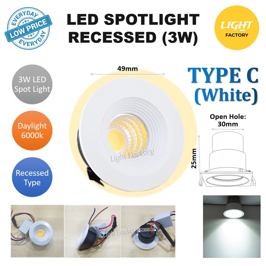 SOVER LED Spotlight 3W Recessed Cabinet Light LED Recessed Eyeball ...