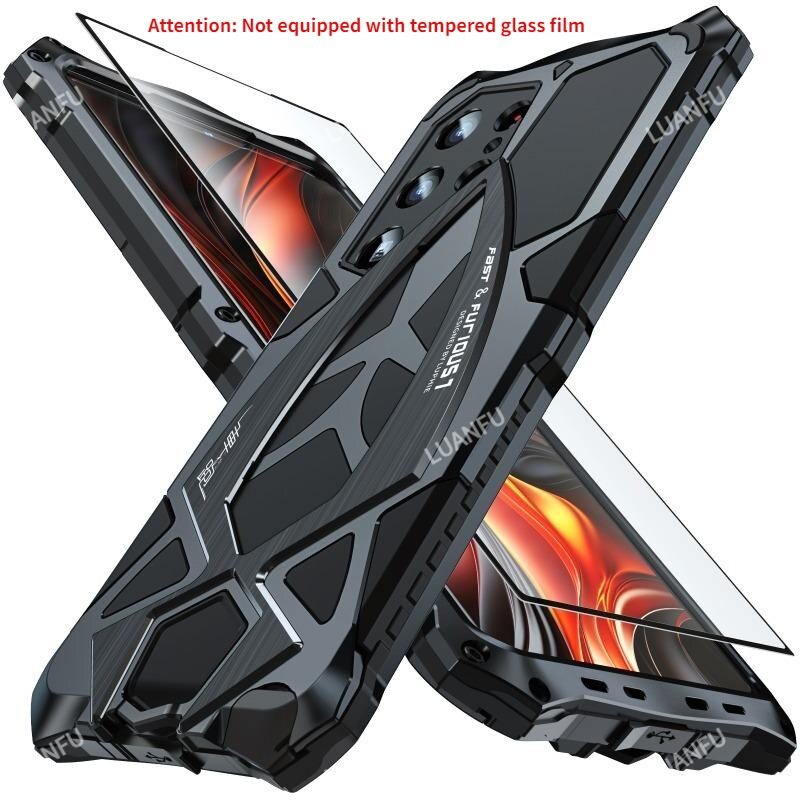 Case for Samsung Galaxy S23 Ultra / S24 Ultra / S22 Ultra Explosion-proof All-inclusive Protective Shell Sports Car Design Mechanical Feel High Hardness Aluminum Alloy Scratch-proof Anti-drop Shockproof Protective Case