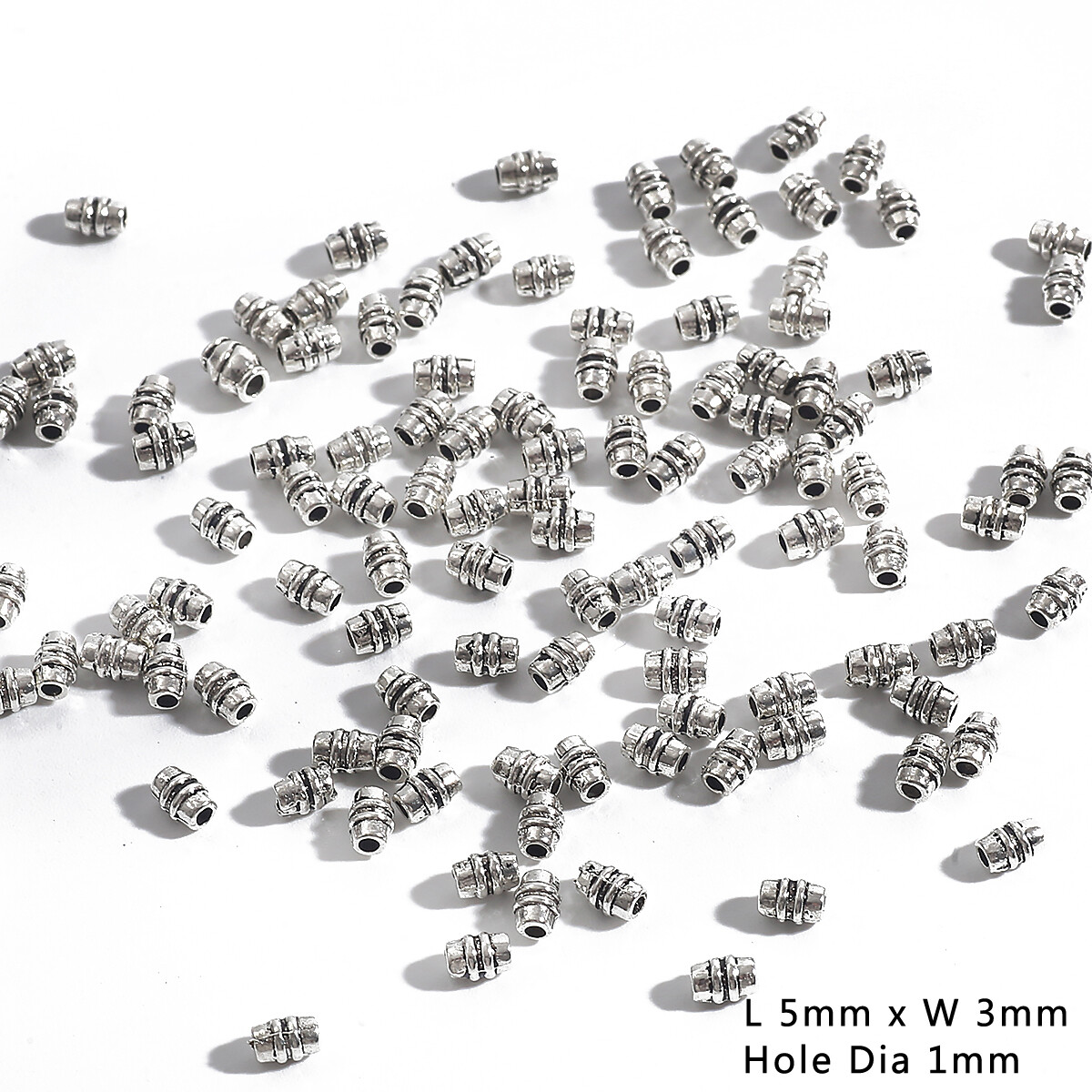 50-100Pcs Antique Silver Alloy Round Tube Connectors Cylindrical Spacer Beads For DIY Bracelet Necklace Charms Jewelry Findings