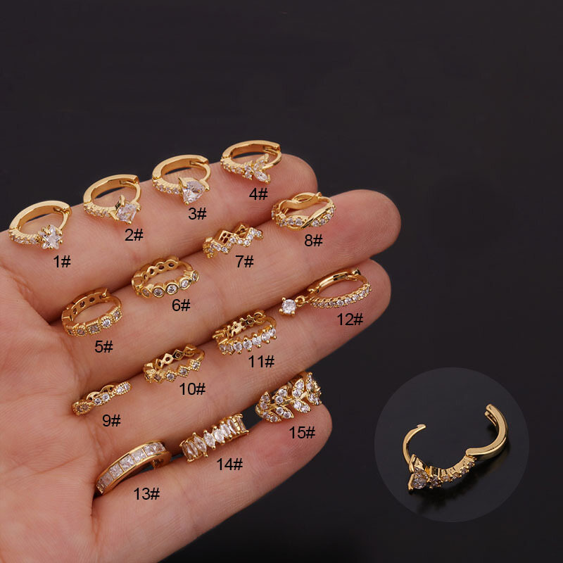 1pcs/bag Stainless Steel Zircon Ear Clip Earrings for Women Jewelry Zircon Star Round Leaf Non-Piercing Stud Earrings