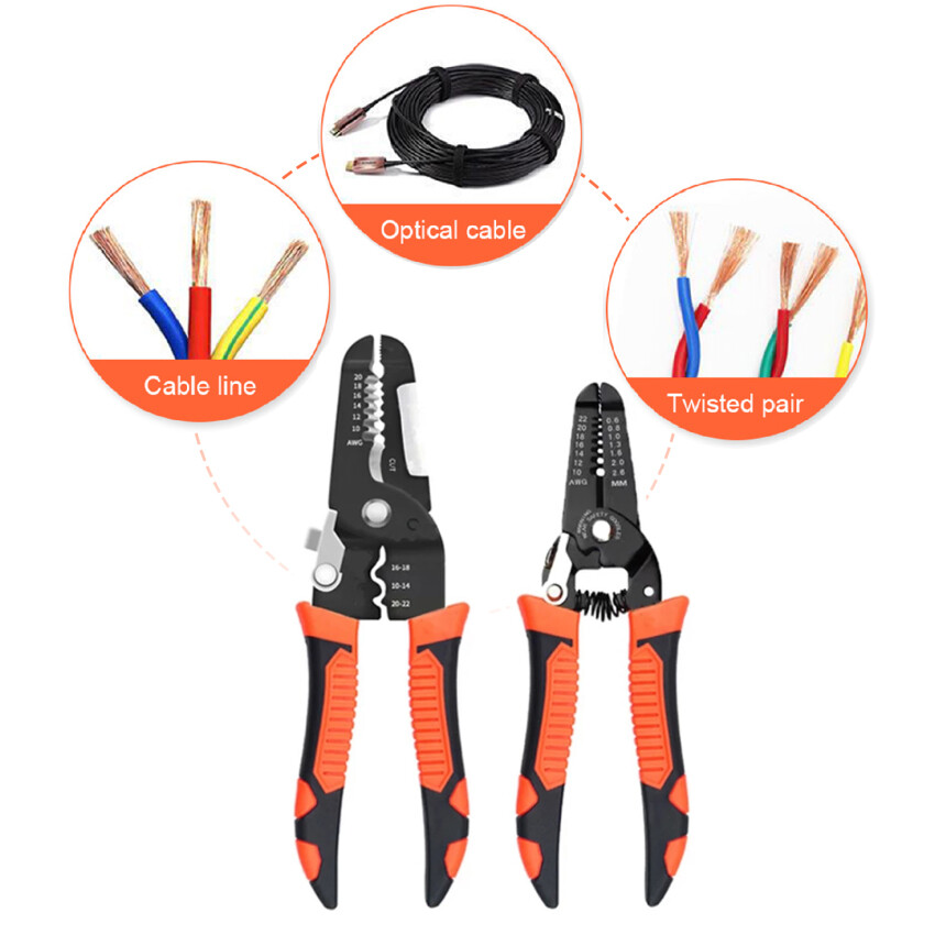 10 In 1 Stripping Crimping Pliers Wire Stripper Multi Functional Ring Crimpper Electrician Peeling Network Cable Stripper Tools