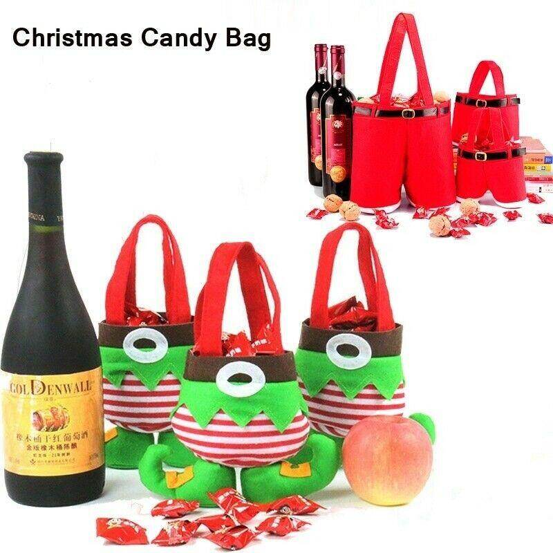 Santa Christmas Candy Bag Elf Elk Pants Treat Pocket Home Party Gift Decor Xmas Gift Holders
