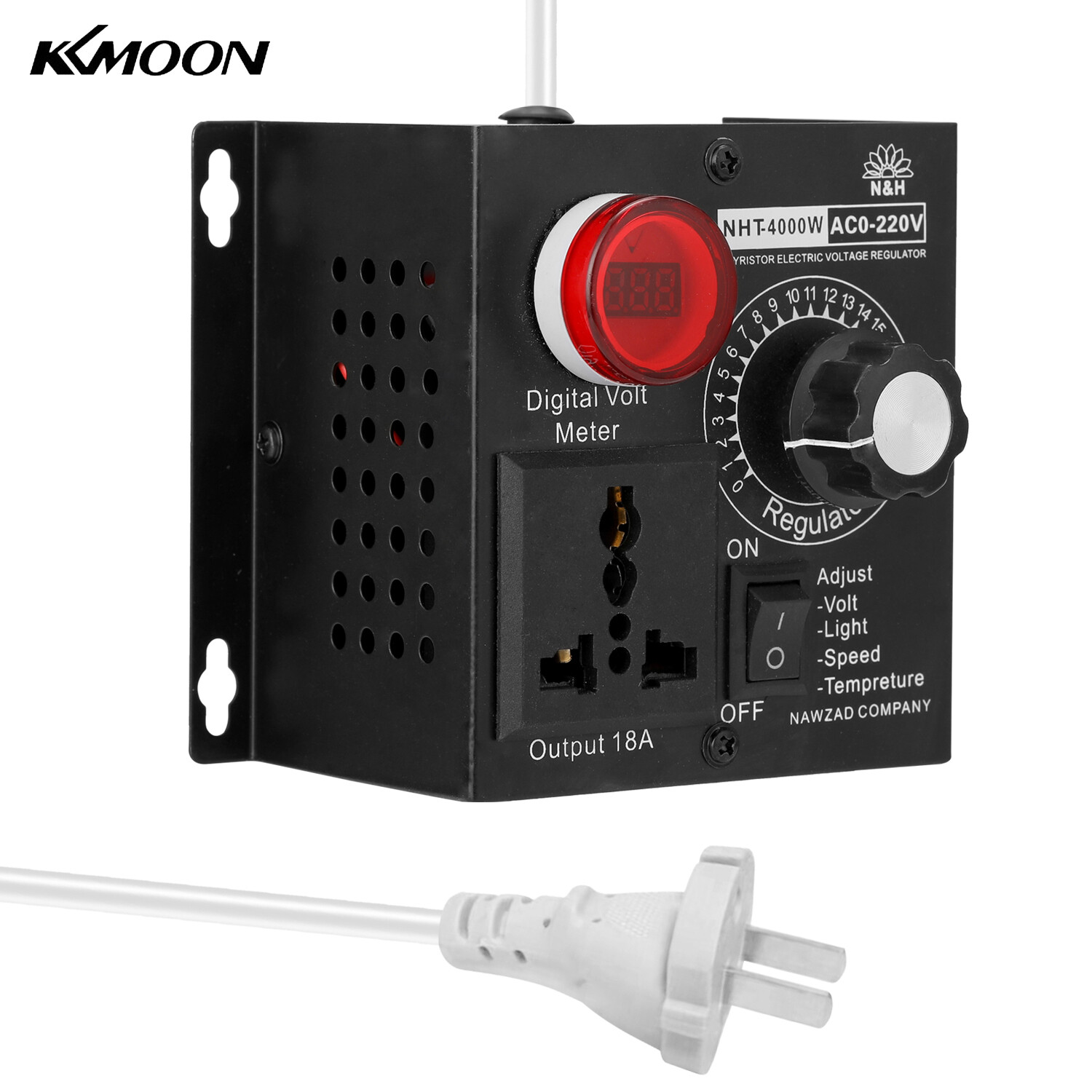 KKmoon AC110V 4000W Compact Variable Voltage Controller Portable Speed Temperature Light Voltage Adjuatable Dimmer