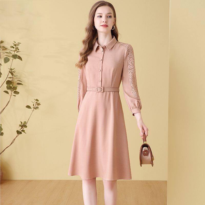 Premium French Elegant Ladies' Shirt Dress 2022 New Autumn Dress Temperament Slim Mid length A-line Dress