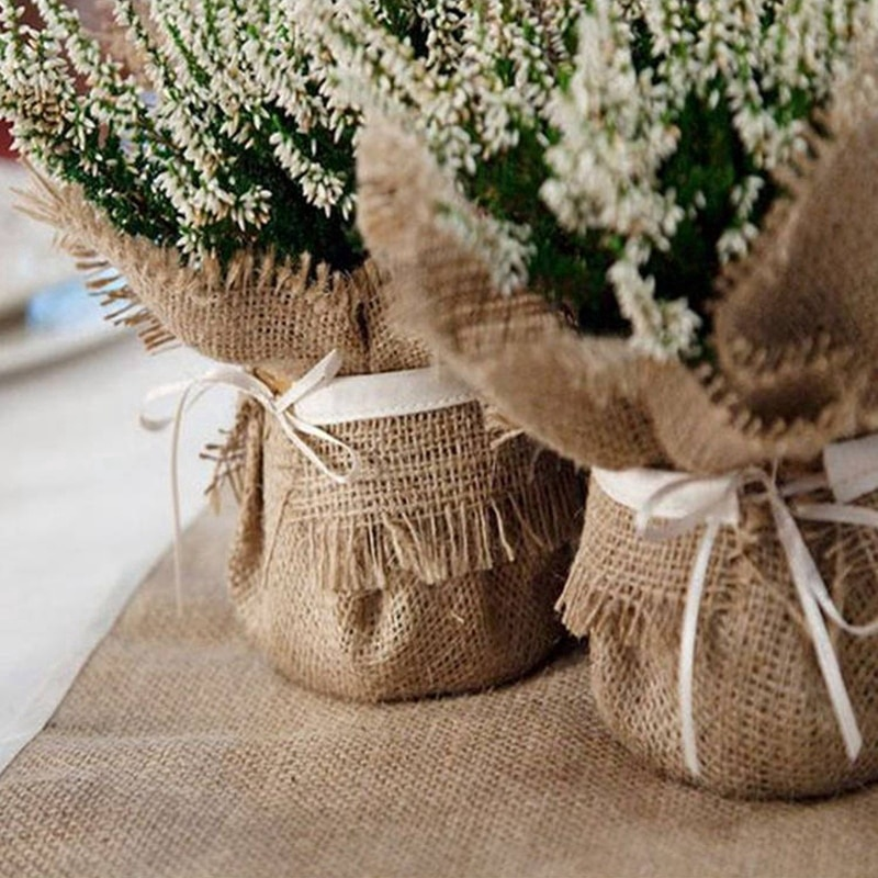 5m Roll Jute Burlap Rustic Hessian Ribbon Tape Strap Wedding Decor