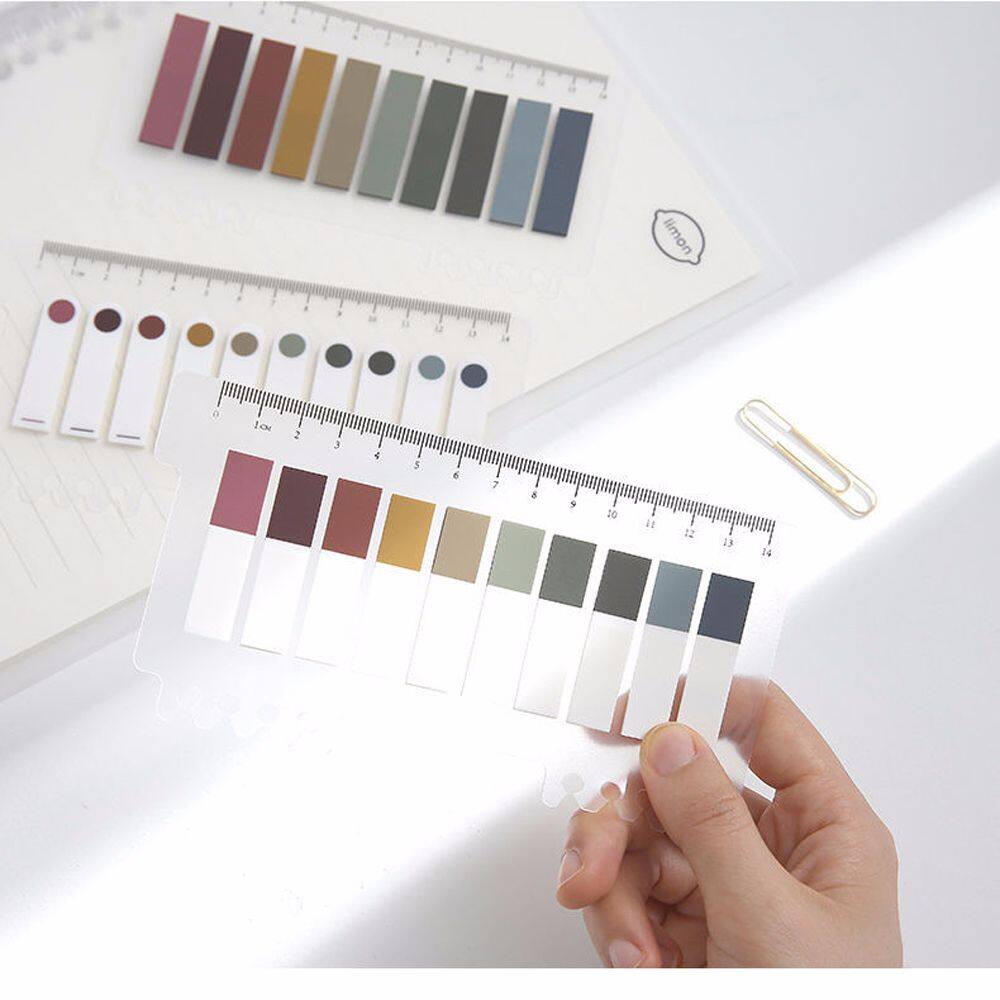 MMLUCK Colorful School Stationery Removable Translucent Color Pagination Label Notepad Stickers Note Bookmarks Memo Pad Label Sticky Notes Loose Leaf Index Sticky Notes