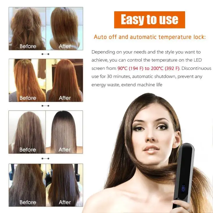Blushine Hair Straightening Brush With Cordless Anti Scald Auto