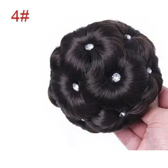 Fake Hair Bun Extensions Clip In Curly Chignons Synthetic Fiber