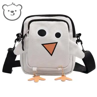 Lormirss Lucu Ayam Kartun Wanita Tas Selempang Resleting Kanvas