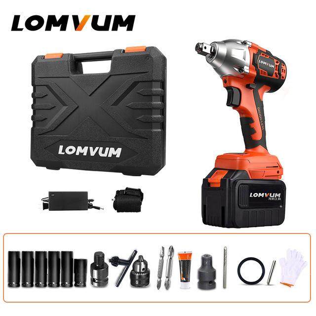 LOMVUM Brushless Electric Wrench Impact 320N.M Wheel Tool Cordless Electrical Wrench Screwdriver Nut Spanners Car Reparing Tools