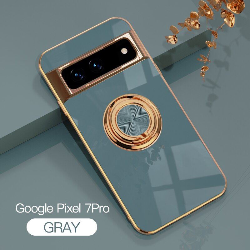 Luxury 6D Electroplate Plated Ring Case for Google Pixel Fold/Google Pixel 9 8 7 /Google Pixel 7A 6A 5A/Google Pixel 7Pro 8Pro 9Pro XL Car Phone Holder Cover