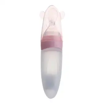 90ml Baby Infant Newborn Toddler Silica Gel Feeding Bottle Spoon