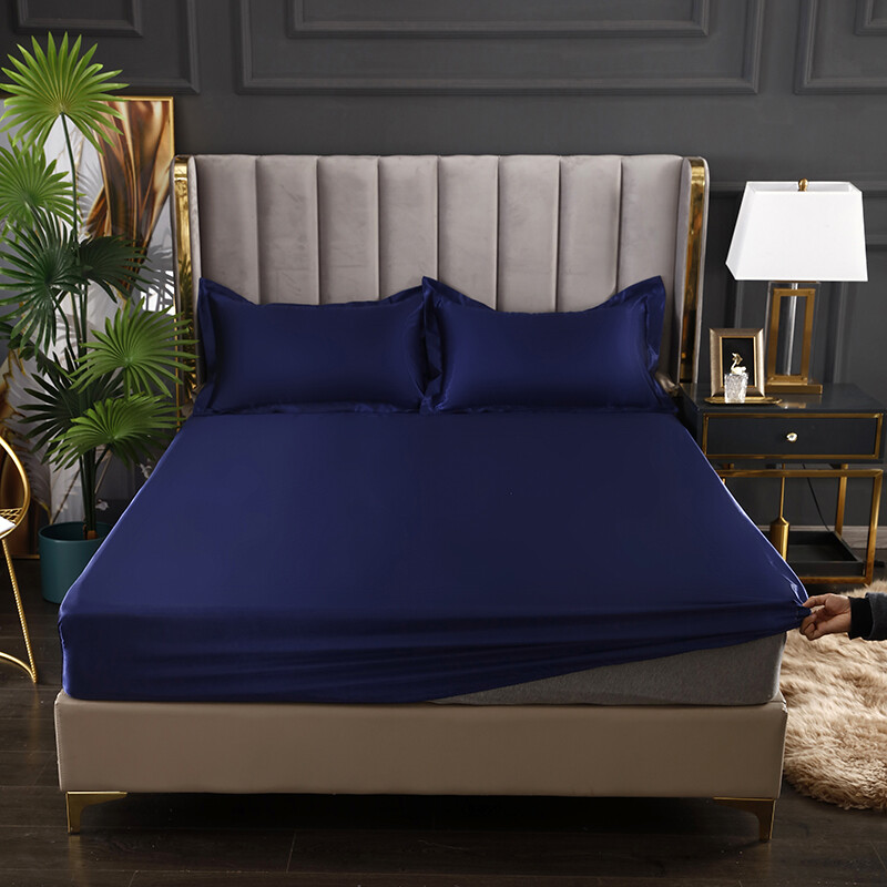 Bestenrose Satin Soft Silk Solid Bedding Fitted Sheet 3.5/5/6 Feet 100% Good Quality Single Full Queen King Size Cadar Fittled Bed Sheet