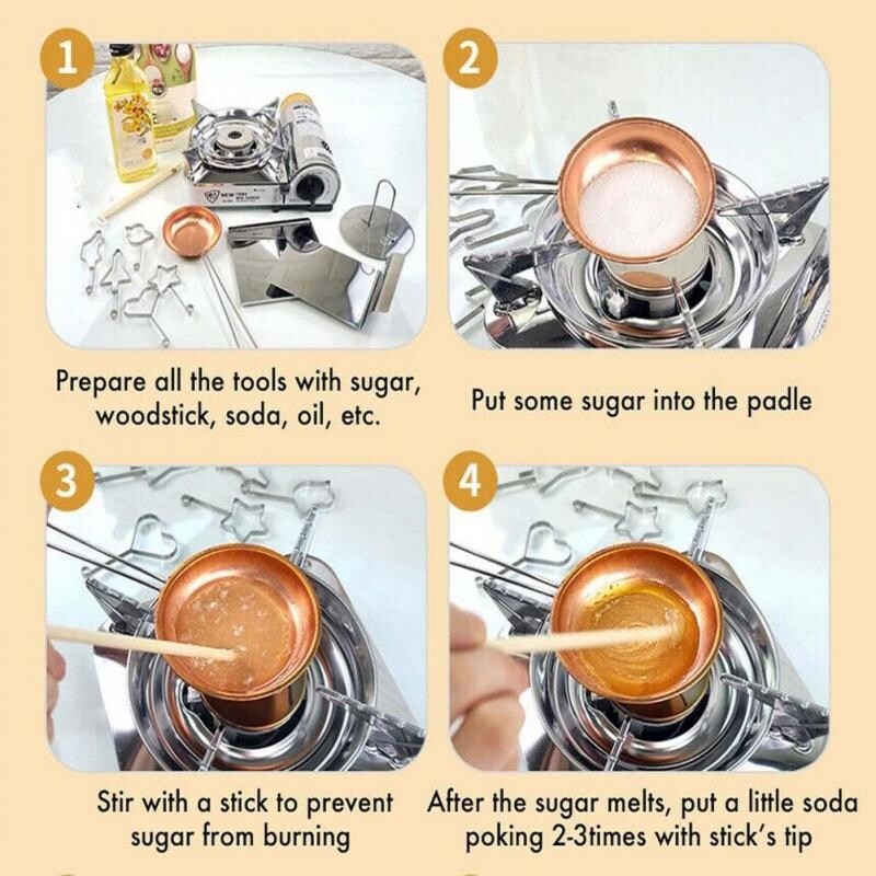 {hot} Stainless Steel Dalgona Korean Sugar Candy Making Tools Set Sugar Pie Game For Ppopgi Making Baking Mold Kitchen Accessories