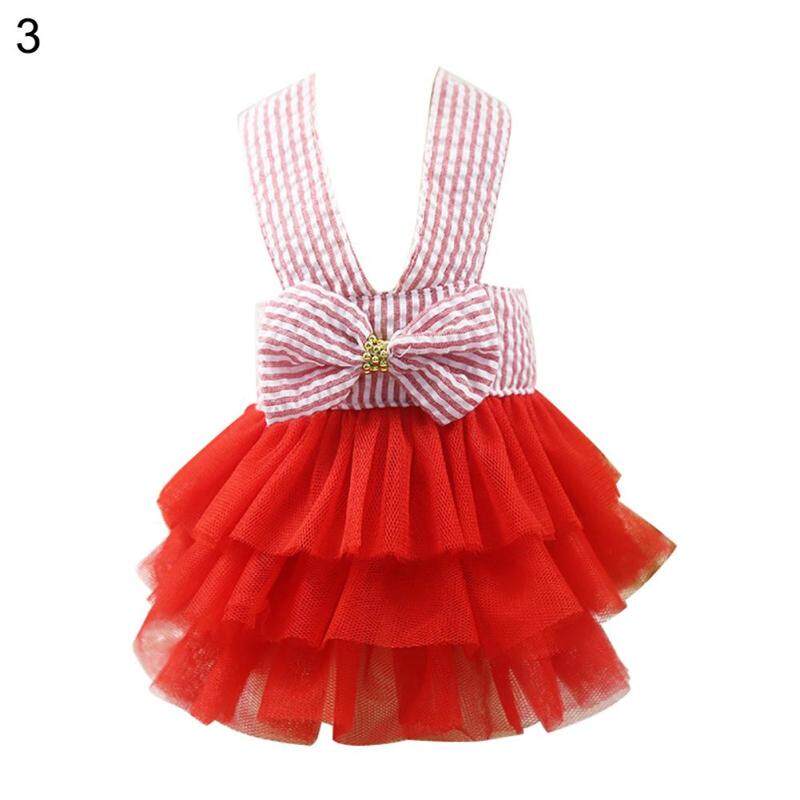 Huanhuang®Pet Tutu Dog Thời Trang Sọc Dây Đai Vải Tuyn Váy Mùa Hè Puppy Quần Áo 3 #