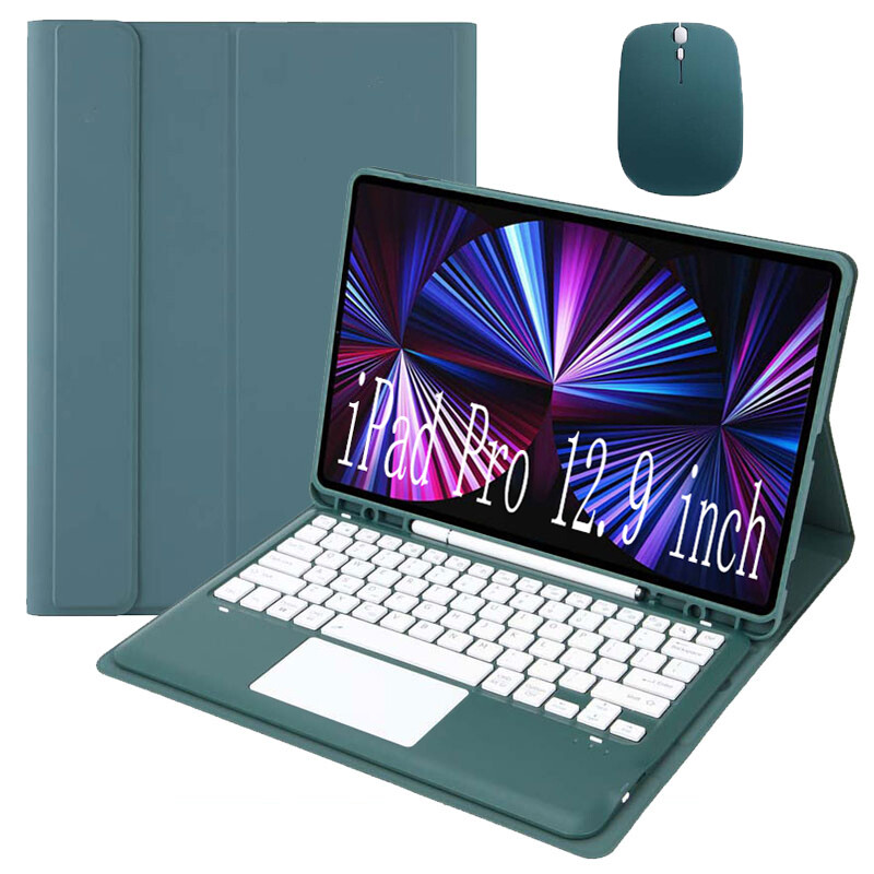 Touchpad Keyboard Case for iPad Pro 13 2024 with Bluetooth Mouse, Slim Leather Case with Wireless Detachable Keyboard and Pencil Holder for iPad Air 13 2024, iPad Pro 12.9 inch