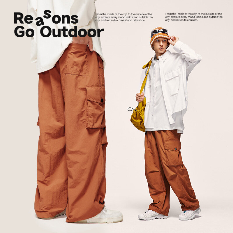 INFLATION brand Button Bag Paratrooper Pants 2023 Autumn New Fashion Brand Personalized Loose Casual Men's Work Pants