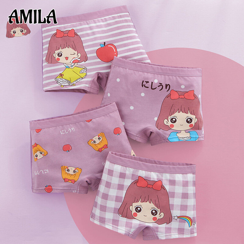 AMILA Girls Underwear kids Cotton boxer briefs Children comfortable loose underwear