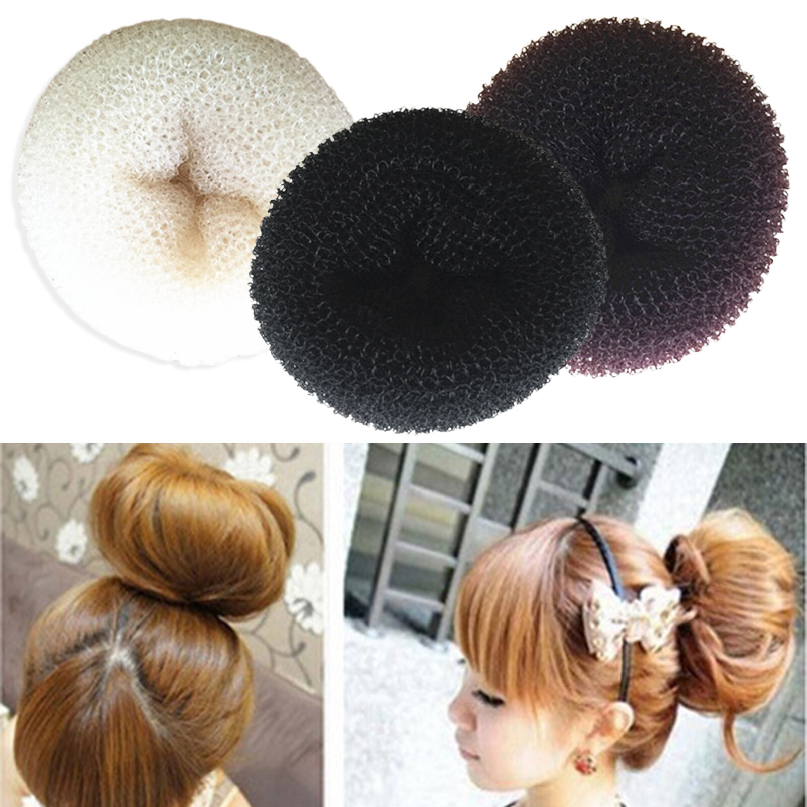10 Pcs/Set Hair Bun Maker Solid Color Soft Flexible Portable Durable Make Hair Bun Convenient Elastic Easy to Use Hair Rope Hair Accessories